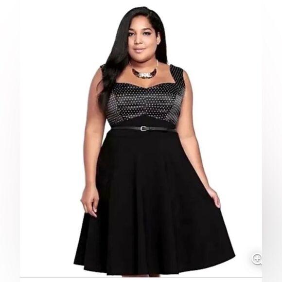 torrid Dresses & Skirts - Torrid black/white pin up polka dot sweetheart neckline dress 24 pin up retro